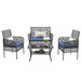 4 Pieces Rattan Wicker Chairs With Tempered Glass Table And Cushions