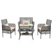 4 Pieces Rattan Wicker Chairs With Tempered Glass Table And Cushions