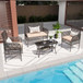 4 Pieces Rattan Wicker Chairs With Tempered Glass Table And Cushions