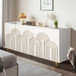 Modern Fluted Sideboard Buffet With Storage, Curve Element, 4 Doors With Adjustable Shelves