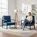 Classic Mid Century Modern Accent Chair With Durable Square Metal Frame, Armchair