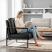 Classic Mid Century Modern Accent Chair With Durable Square Metal Frame, Armchair
