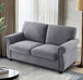 Soft Loveseat, Upholstered 2 Seater Couch, Loose Back Cushions And Turned Legs