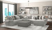 Canyon - 4 Piece Sectional With Cuddler Seat Cushions, Included Accent Pillows And Cocktail Ottoman (Right Side Facing Chaise) - Platinum