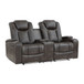 Tabor - Power Double Reclining Loveseat With Center Console, Power Headrests, Storage Arms And Cup Holders - Brownish Gray