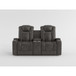 Tabor - Power Double Reclining Loveseat With Center Console, Power Headrests, Storage Arms And Cup Holders - Brownish Gray