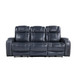 Keziah - Power Double Reclining Sofa With Power Headrests And Storage Arms - Blue