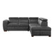 Barre - 2 Piece Sectional With Pull-Out Bed And Right Chaise With Hidden Storage, Adjustable Headrests - Gray
