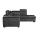 Barre - 2 Piece Sectional With Pull-Out Bed And Right Chaise With Hidden Storage, Adjustable Headrests - Gray