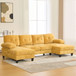 U-Shaped Sectional Sofa 103.5" Fabric Couch With Dual Chaise Lounges, Storage Pockets, Armrest Pillows