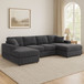 3 Piece Corduroy Double Chaise Sectional Sofa