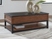 Kallari - Lift Top Cocktail Table - Warm Brown / Black