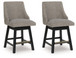 Neymorton - Upholstered Swivel Barstool (Set of 2) - Dark Grayish Brown