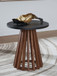 Kallari - Round End Table - Warm Brown / Black