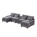U Shaped Sofa With Console, Cupholders, USB Ports, 6 Seat, Bronzing Suede & Chenille