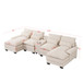 U Shaped Sofa With Console, Cupholders, USB Ports, 6 Seat, Bronzing Suede & Chenille