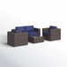 Wicker Seating Group Set With Table And Cushions