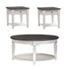 Allyson Park - 3 Piece Living Room Set (Round Cocktail Table) - White