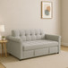 Compact Loveseat With Trundle Sleeper And Storage Pocket - Gray
