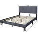 Arianne Cord Fabric Platform Bed in Gray