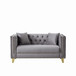 2 Seater Deep Seat Sofa With Button Nailhead, Square Arm