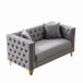 2 Seater Deep Seat Sofa With Button Nailhead, Square Arm