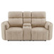 Elison - Motion Loveseat With Console - Dark Beige Polish Microfiber