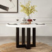 Edwyn - Round Dining Table - White Natural Marble Top & Espresso