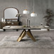 Malika - Ceramic Top Dining Table - Gray & Copper Cross Brushed