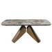 Malika - Ceramic Top Dining Table - Gray & Copper Cross Brushed