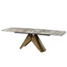 Malika - Ceramic Top Dining Table - Gray & Copper Cross Brushed