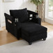 Convertible Chaise Lounge Sofa Chair With USB Ports, Cup Holders, Phone Holder And Storage
