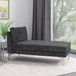 Fabric Upholstered Chaise Lounge With Iron Bracket Legs - Gray