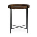 Modern Industrial Round End Table With Tray Top And Foldable Iron Legs - Natural