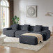 L Shaped Modular Sectional Sofa Corduroy And Movable Ottoman