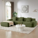 L Shaped Modular Sectional Sofa Corduroy And Movable Ottoman