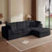 Cloud Sectional Couch, Convertible With Ottoman, 3 Seater Modular Design