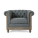 Fabric Upholstered Club Chair With Scrolled Tuxedo Arms