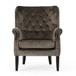 Elegant Velvet Club Chair With Handcrafted Details - Gray