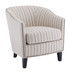 Transitional Upholstered Stripe Barrel Chair With Birch Wood Legs And Plush Cushioned Seat - Beige / Blue Stripe