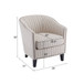 Transitional Upholstered Stripe Barrel Chair With Birch Wood Legs And Plush Cushioned Seat - Beige / Blue Stripe