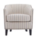 Transitional Upholstered Stripe Barrel Chair With Birch Wood Legs And Plush Cushioned Seat - Beige / Blue Stripe