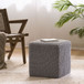 Chabani - Indoor Modern Knitted Fabric Cube Pouf Ottoman - Light Gray