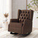 Amedou - Contemporary Tufted Wingback Rocking Chair - Dark Brown