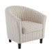Modern Barrel Fabric Striped Barrel Chair With Channel Stitching - Beige / Blue Stripe