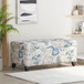 Luxury Storage Ottoman With Floral Patterned Fabric, Soft Close Hinges, Functional Footrest & Seat - Blue Flower / Blue Multi