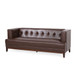 Mid Century Modern 3 Seater Sofa With Tufted Stitching - Dark Brown
