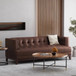 Mid Century Modern 3 Seater Sofa With Tufted Stitching - Dark Brown