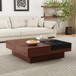 Italian Retro Inspired Acacia Wood Storage Coffee Table - Brown / Black