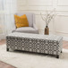 Quotient - Upholstered Storage Ottoman With Tapered Block Feet - Gray / White